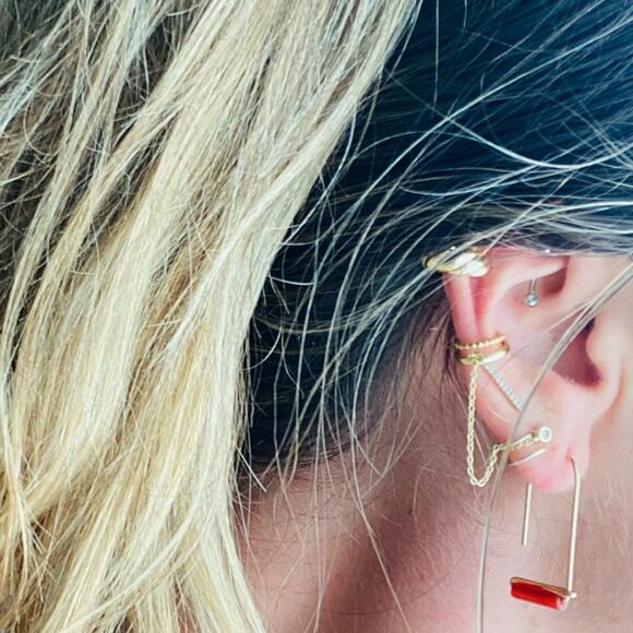 NEW REVOLVE NORDSTROM 18kt Gold Filled Vermeil Orange Red Carnelian Bead Earring - Picture 9 of 9